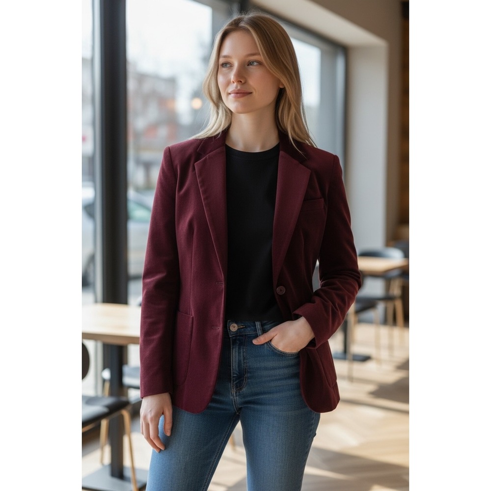 Anthony's Vintage Burgundy Corduroy Blazer Jacket Size 14 Made in Japan 12231